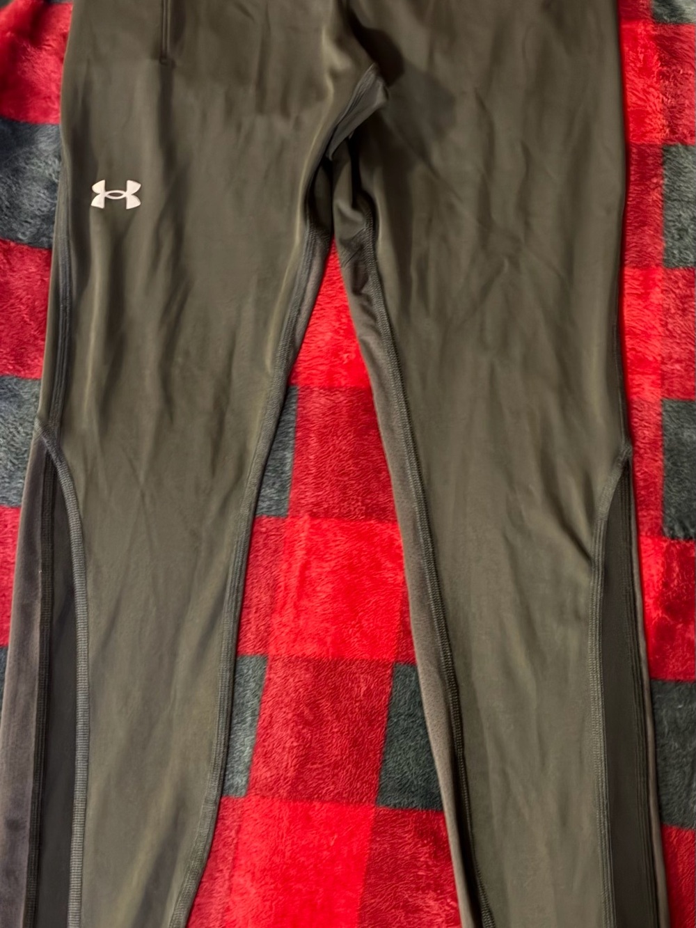 Under Armour HeatGear Compression Black Leggings with White Logo